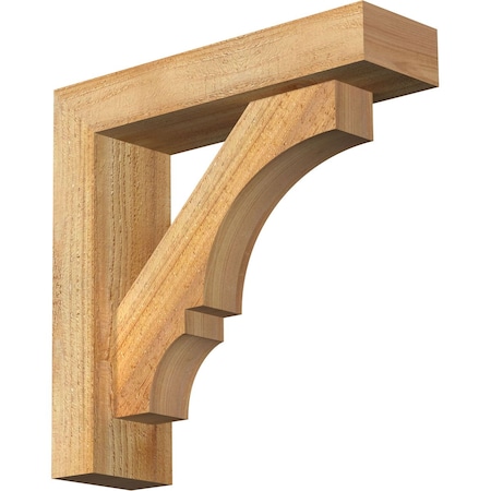 Ekena Millwork Balboa Block Rough Sawn Bracket w/ Offset Brace, Western Red Cedar, 4"W x 14"D x 14"H BKT0402X14X14BOA05RWR